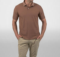 Good Good Golf Loam Short Sleeve Textured Polo in brown - men's shirt