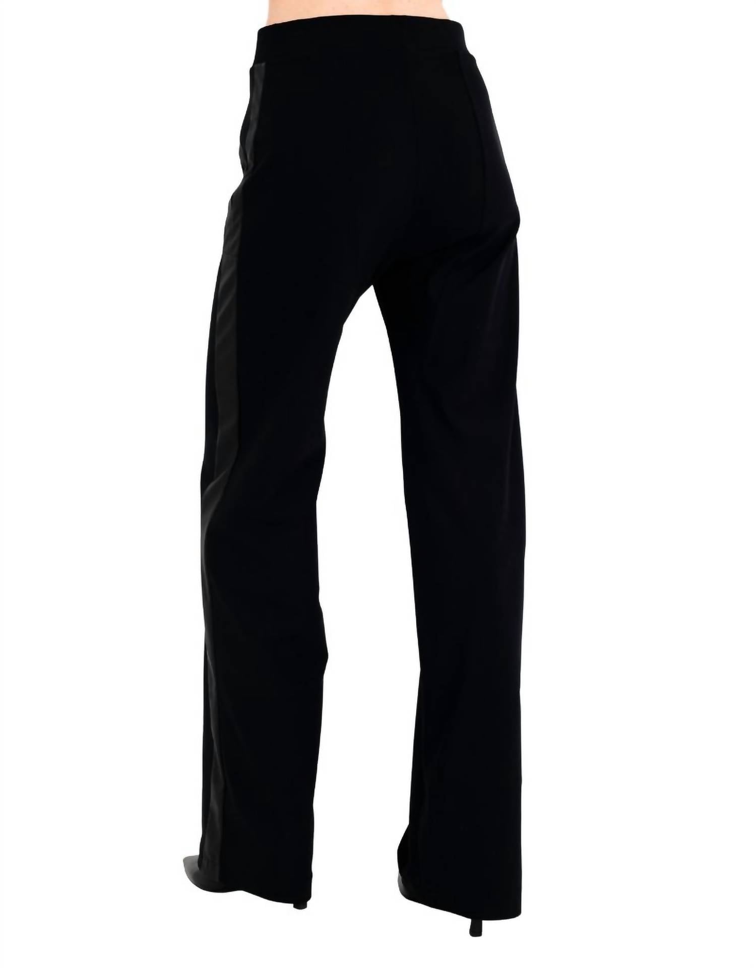 Elaine Kim - Clovis Tech Stretch Slouchy Pants With Vegan Leather Stripe