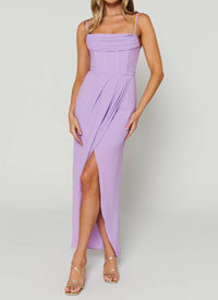 Showpo. Women's Andrina High Low Faux Wrap Corset Dress in lilac - women's dress