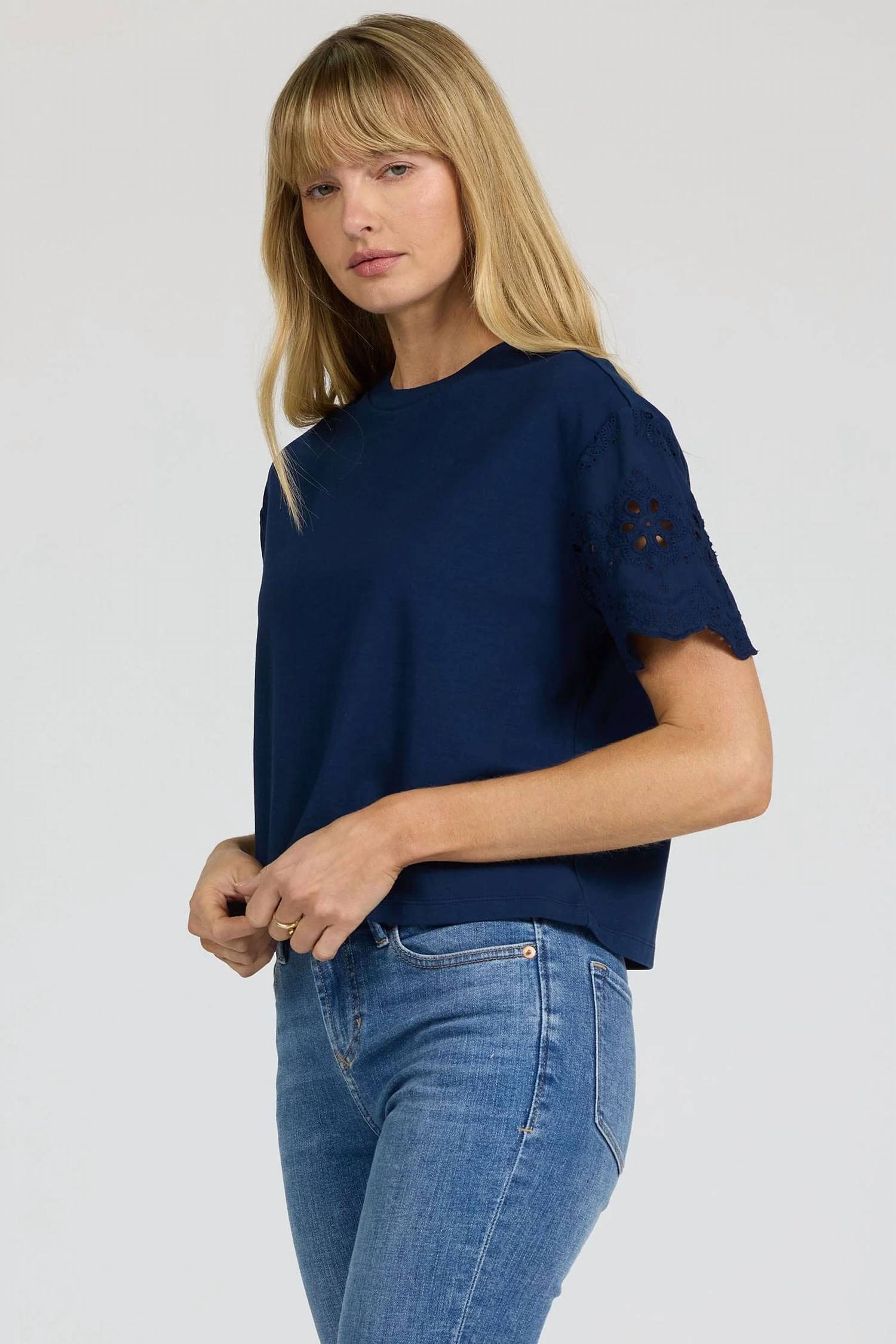 Dear John Denim - Maddox Crew Neck Eyelet Sleeve Top