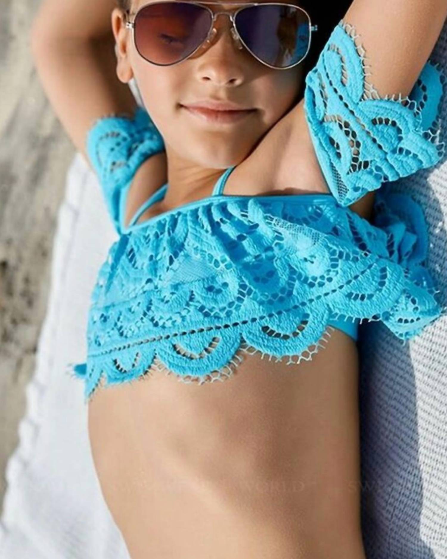 Pq Swim - Girls' Lace Off Shoulder Bikini