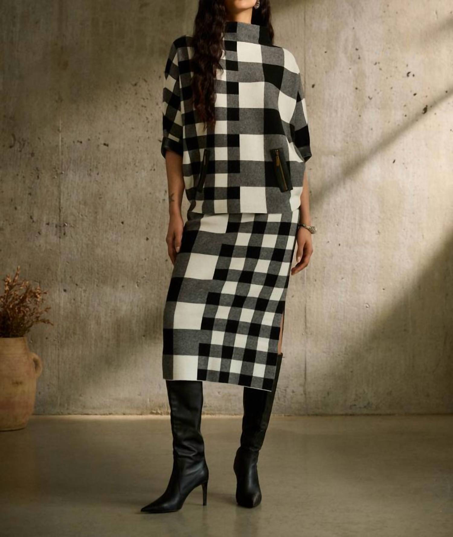 Joseph Ribkoff - Plaid Pencil Skirt