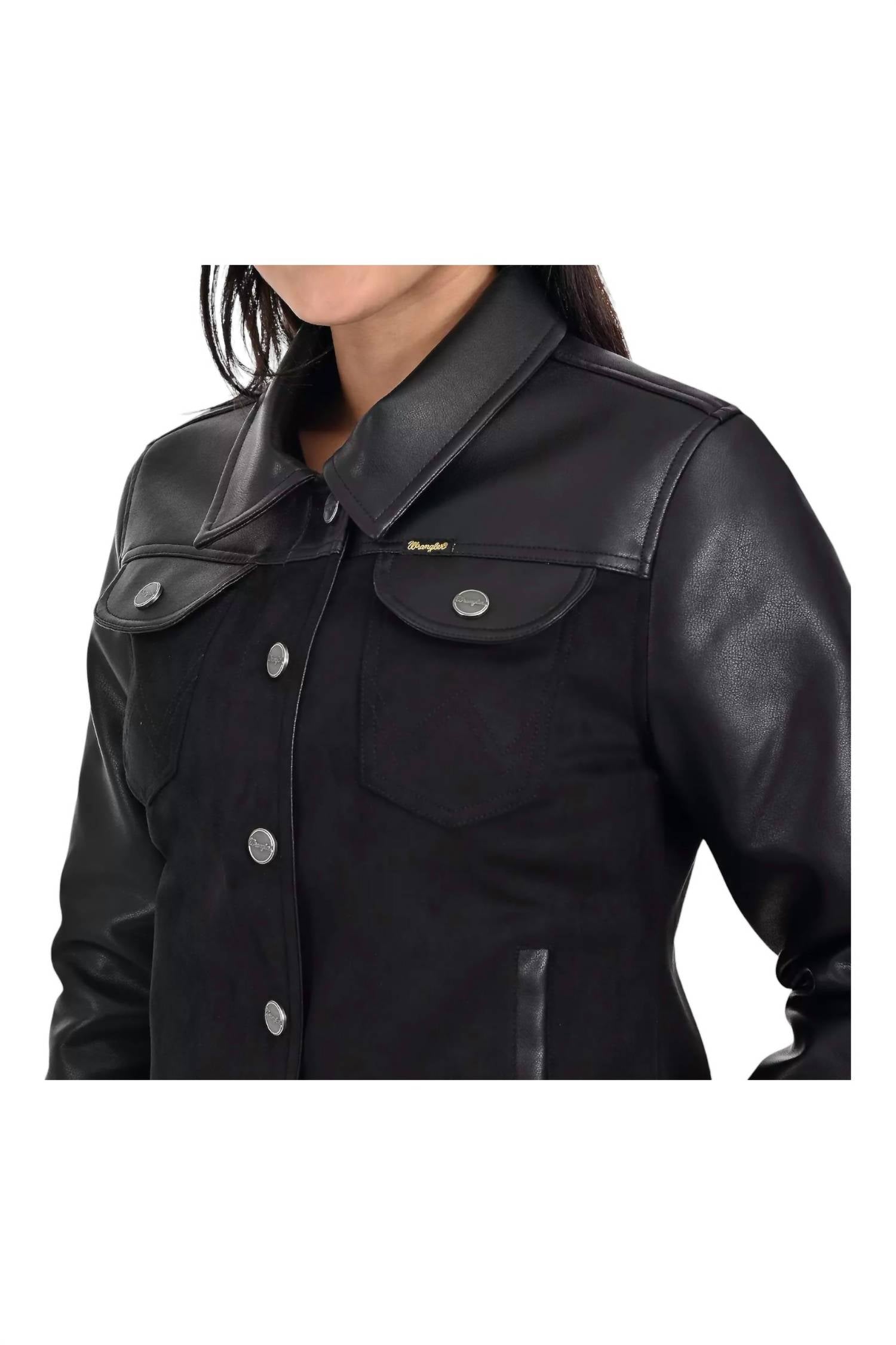 Wrangler - Faux Leather Trucker Jacket