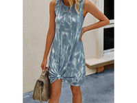 Elings - Round Neck Tie Dye Short Dress