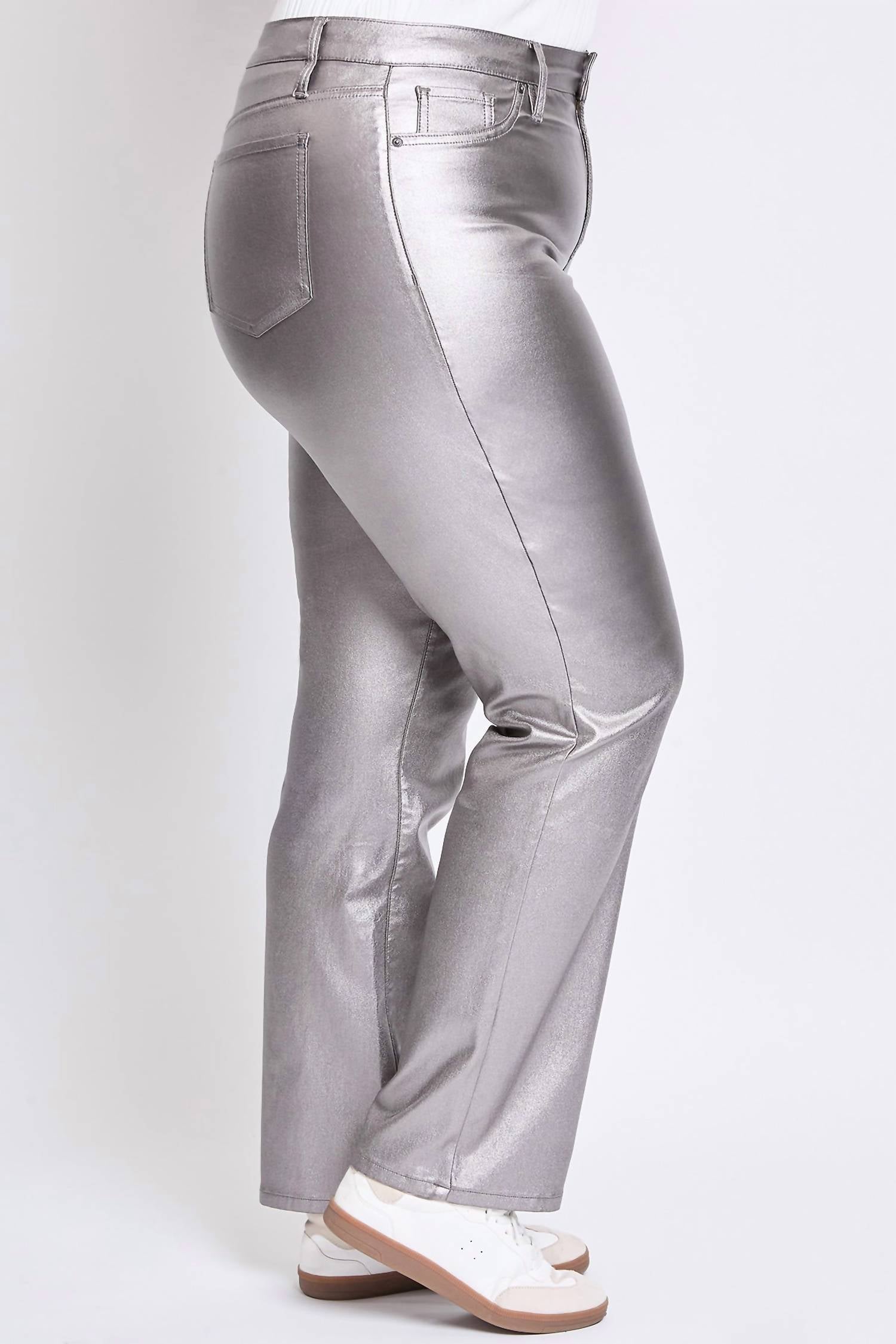 Ymi - Smoke High Rise Straight Leg Metallic Pants