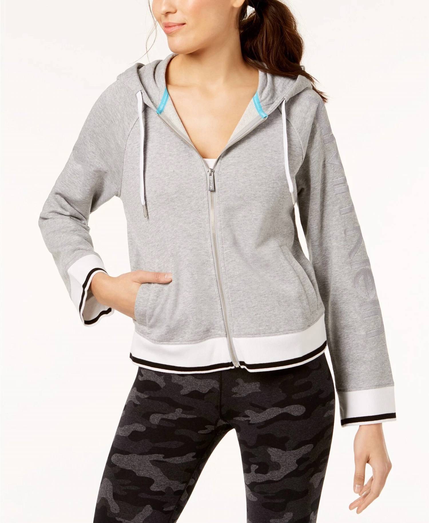 Calvin Klein - Performance Flared Sleeve Logo Cropped Zip Hoodie