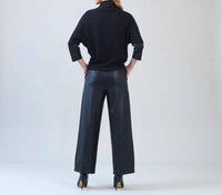 Clara Sunwoo - Plush Ribbed Liquid Leather Cuff Sweater Top