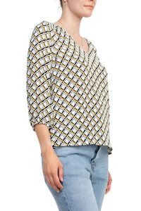 Counterparts - V Neck Elastic Shoulder Detail Elastic Cuff Top