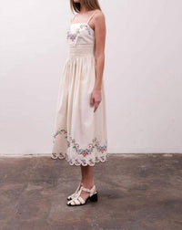 Moon River - Eyelet Embroidery Detail Midi Dress