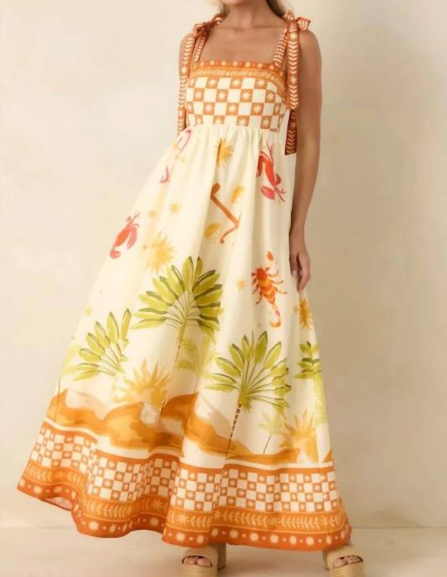 Flying Tomato - A Tropical Printed Woven Maxi Dress