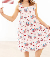Mila & Rose - Fancy Flags Ruffle Cross Back Dress