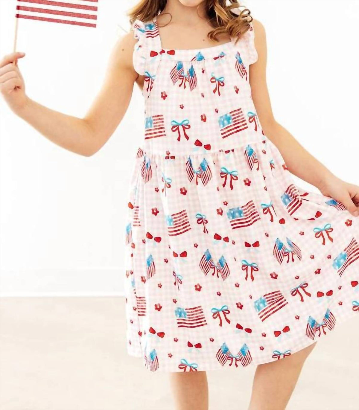 Mila & Rose - Fancy Flags Ruffle Cross Back Dress