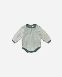 Rylee + Cru Boy's Haywood Romper in green stripe - kids' item - detail view