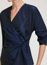 Lafayette 148 - Taffeta Fitted Wrap Blouse