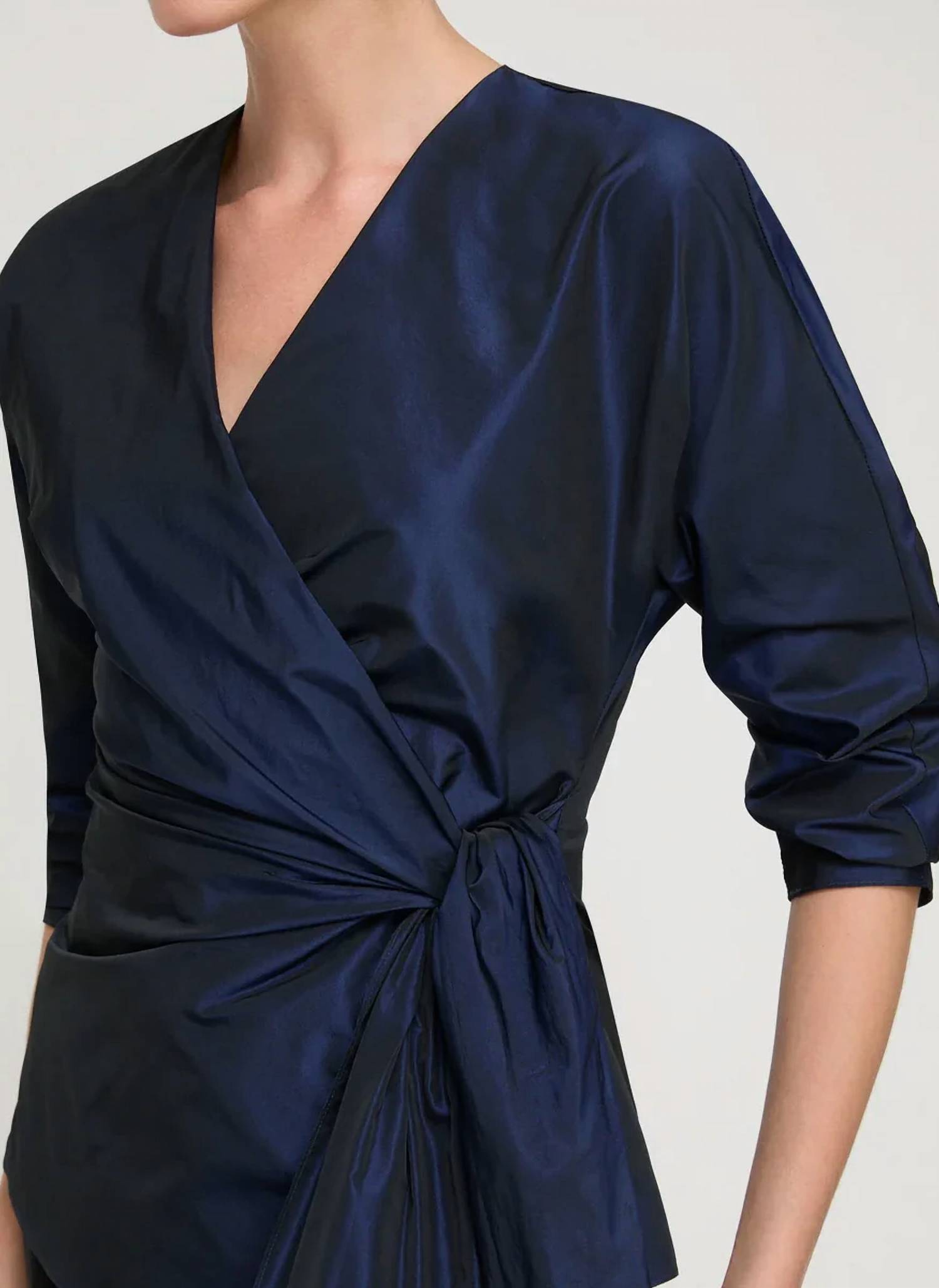 Lafayette 148 - Taffeta Fitted Wrap Blouse