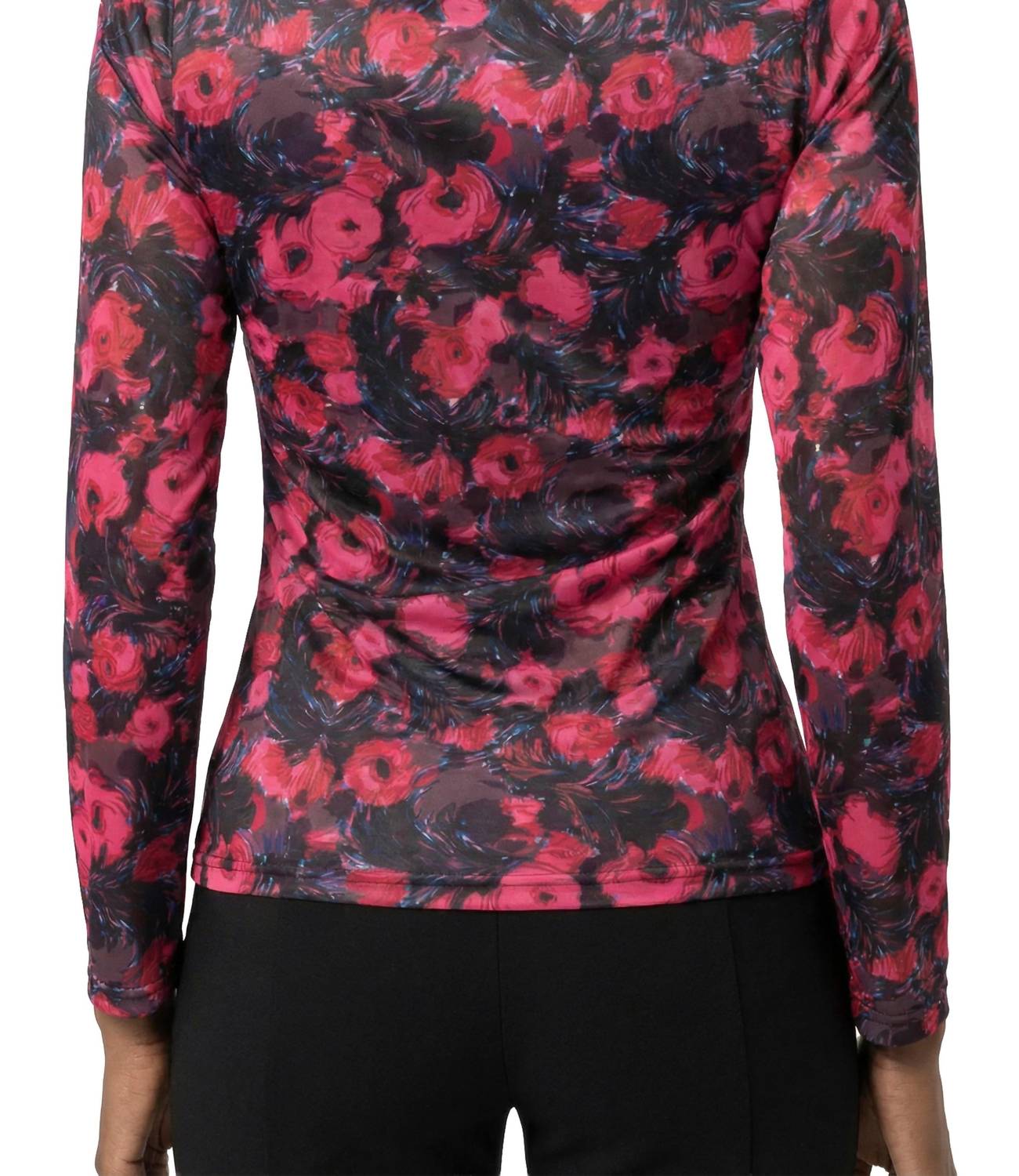 Area Stars Lee Mock Neck Jersey Top in rose print - women's long sleeve top - view 4