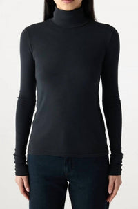 AMO Reese Turtleneck Tee in black - women's long sleeve top