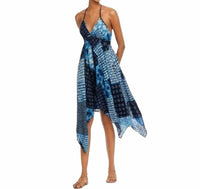 Aqua - Asymmetrical Rayon Floral Dress