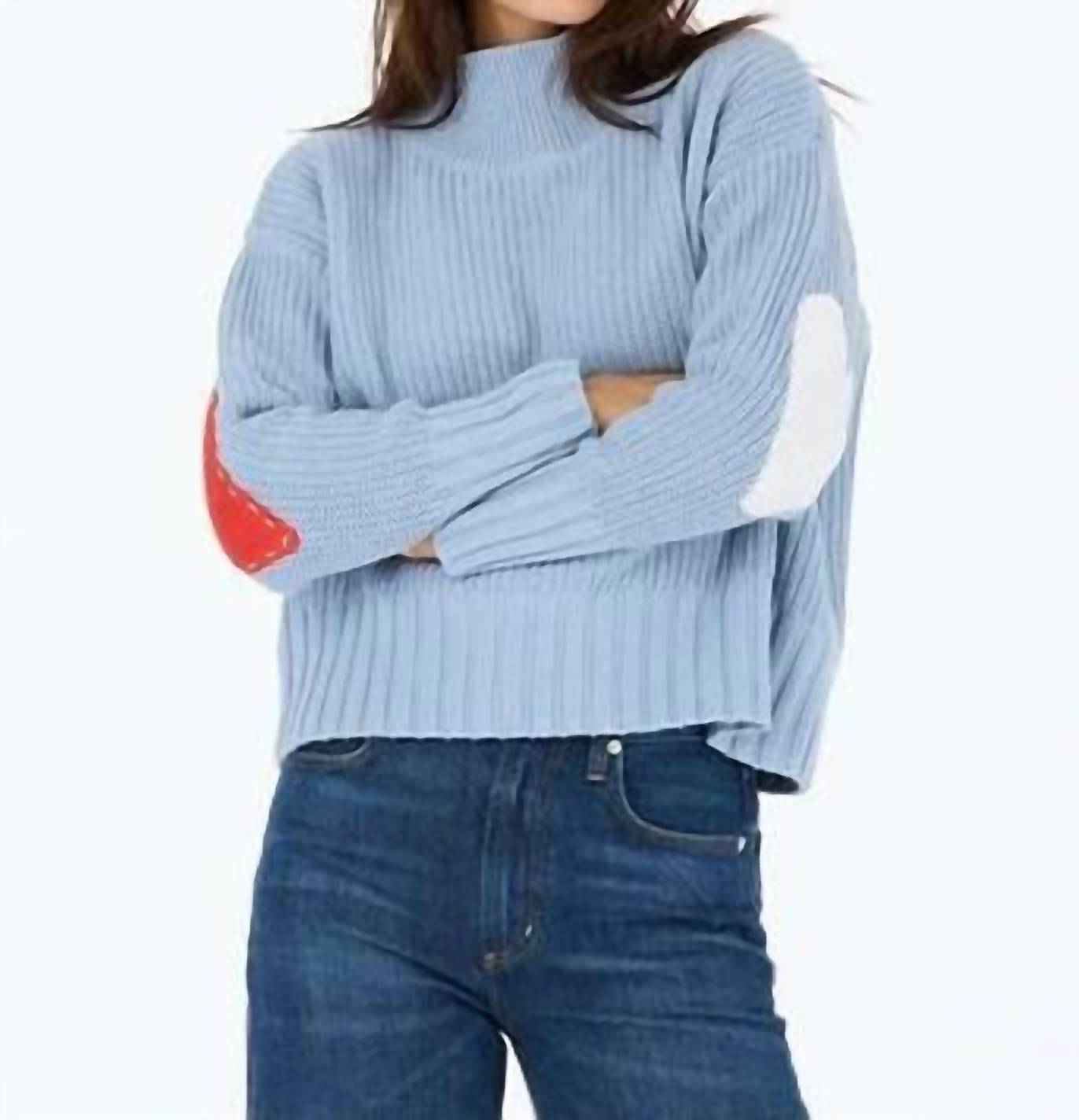 KERRI ROSENTHAL Marlow Imperfect Heart Sweater in blue - women's sweater