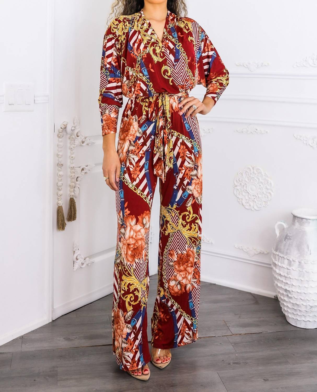 Surelymine - Boho Chic Wide Leg Jumpsuit