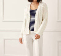 Karen Kane Cable Knit Cardigan Sweater in cream - women's cardigan - view 5