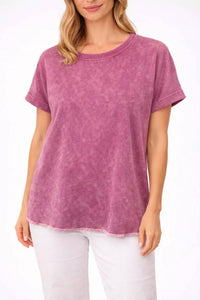 Zenana - French Terry Acid Washed T Shirt