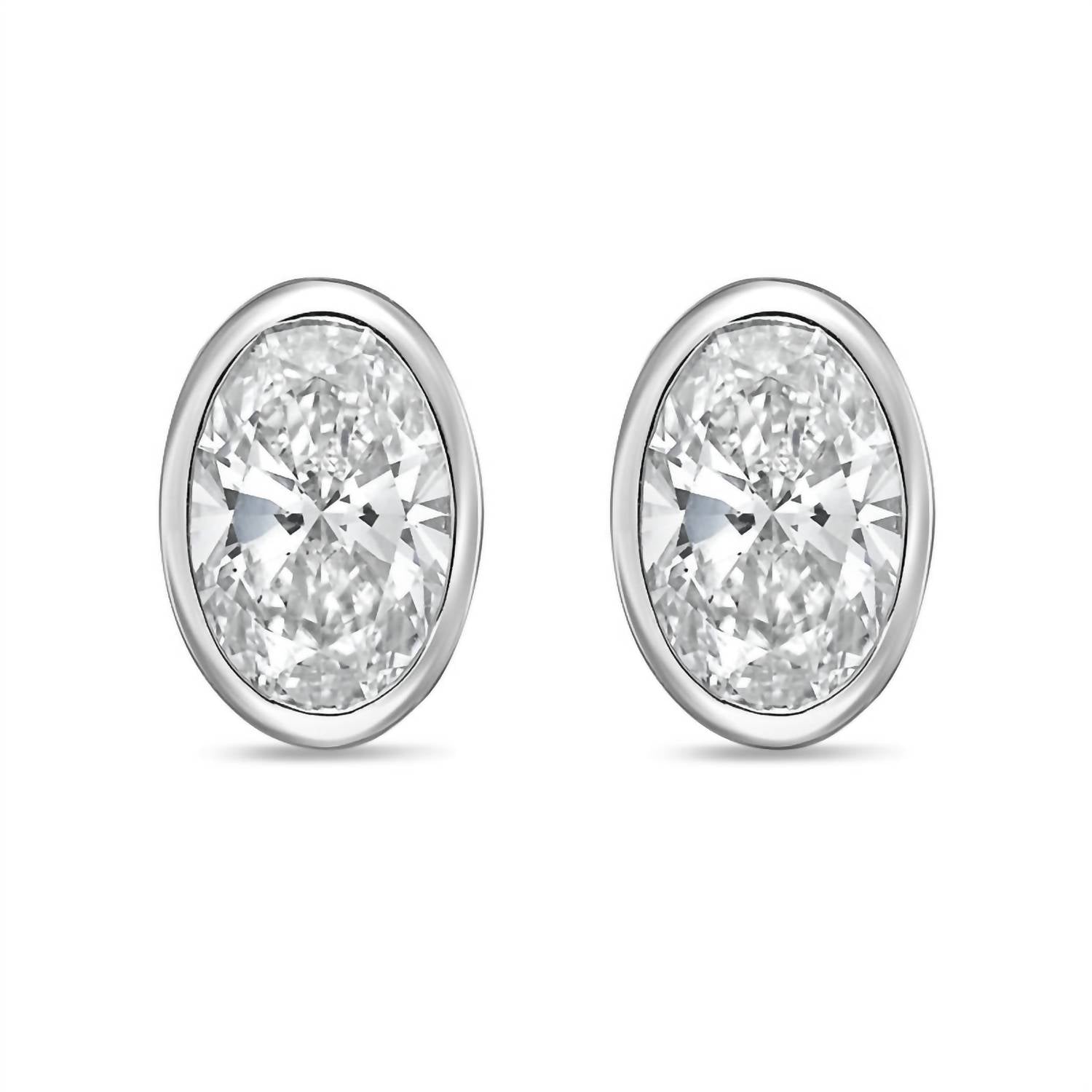 Diana M Jewels - Women's Oval Lab-grown Diamond Stud Earrings (1.50 Tcw) - Petite