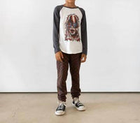 TINY WHALES Yeti Long Sleeve Tee in natural faded black - kids' shirt