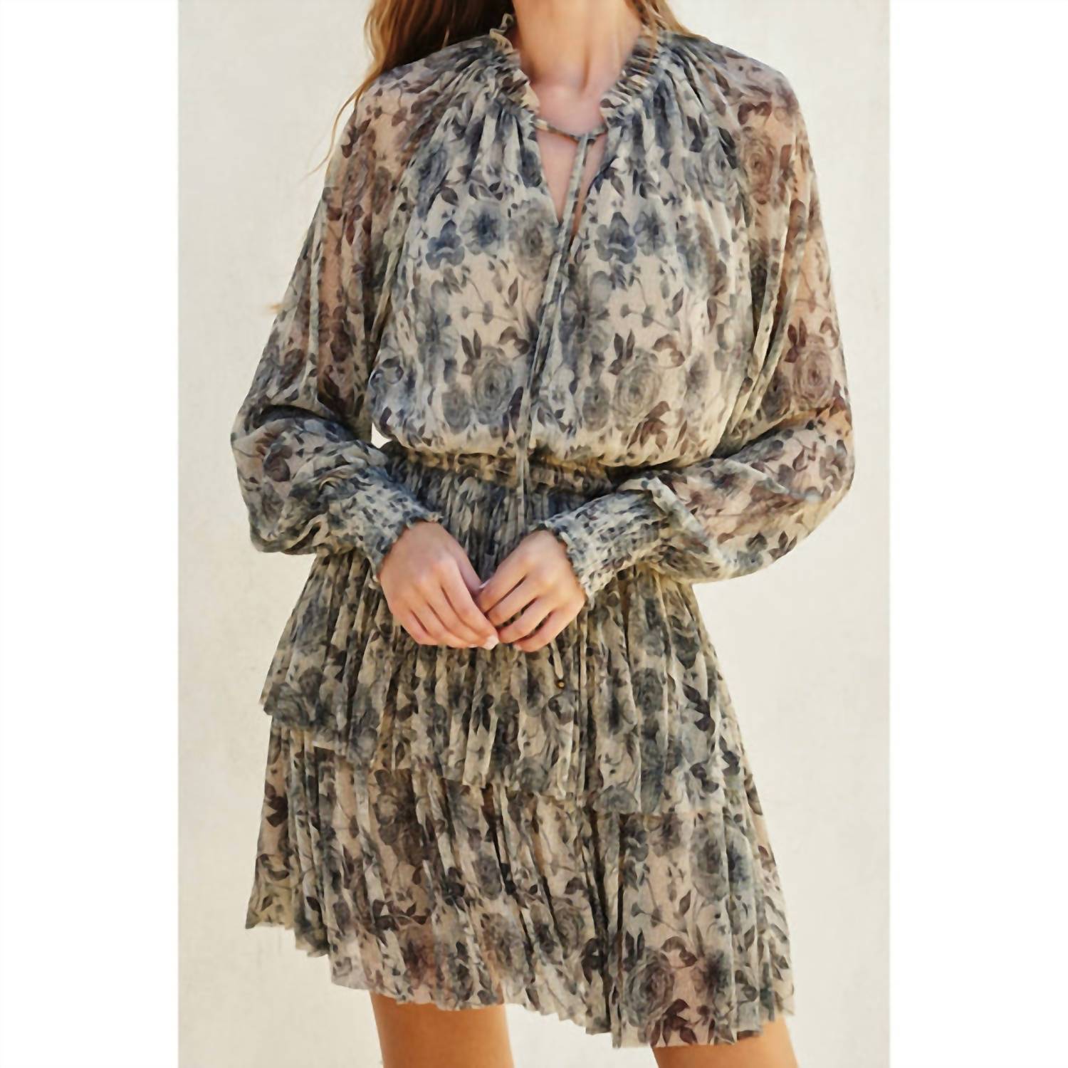 Dress Forum - Eclipsed Floral Print Lurex Ruffled Mini Dress