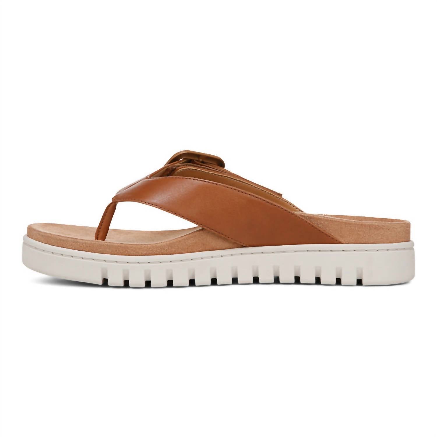 VIONIC Women's Uptown Marin Sandal in tan leather - women's sandal - detail view