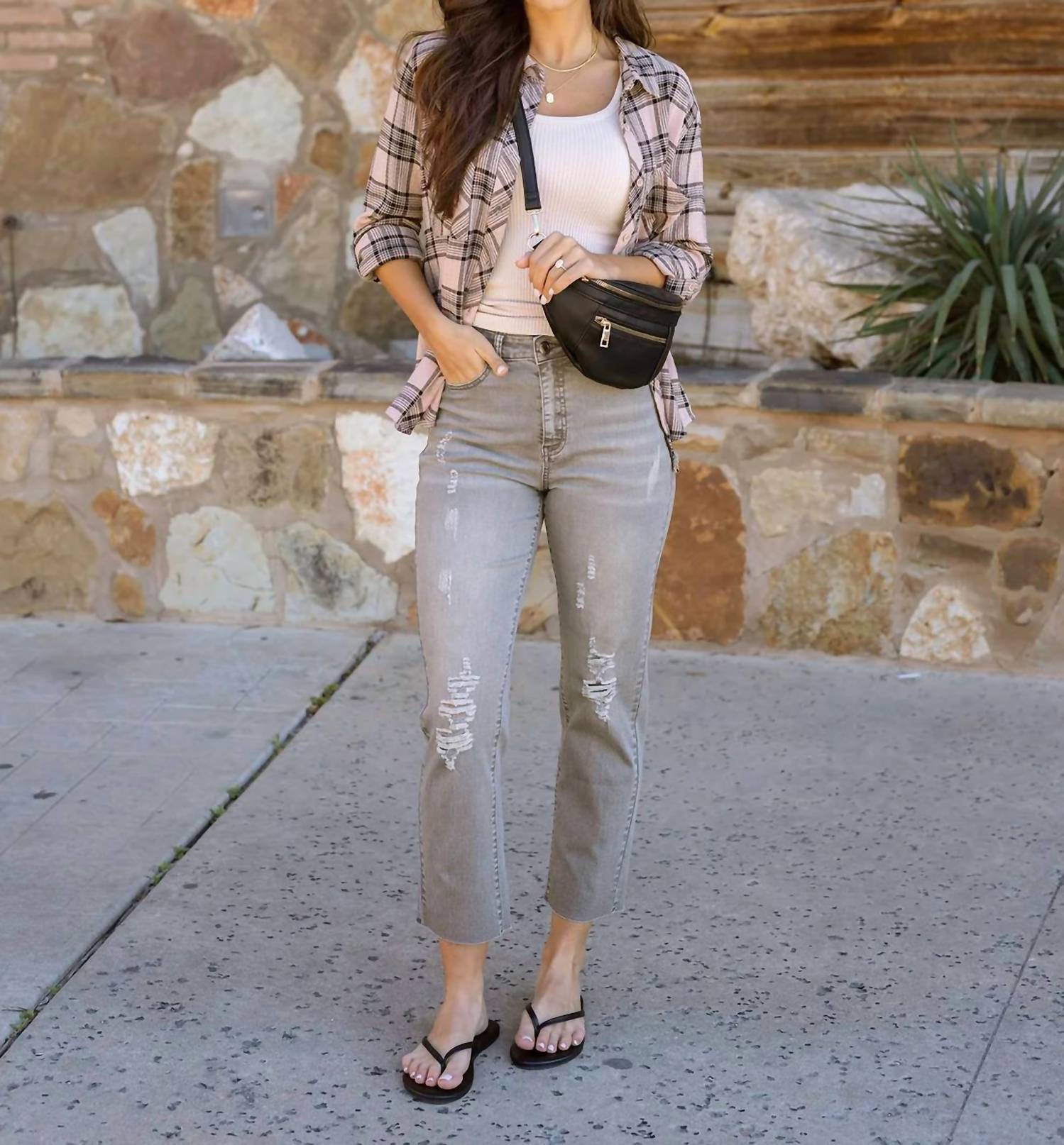 Grace And Lace - Mel's Favorite Straight Leg Cropped Denim Jeans