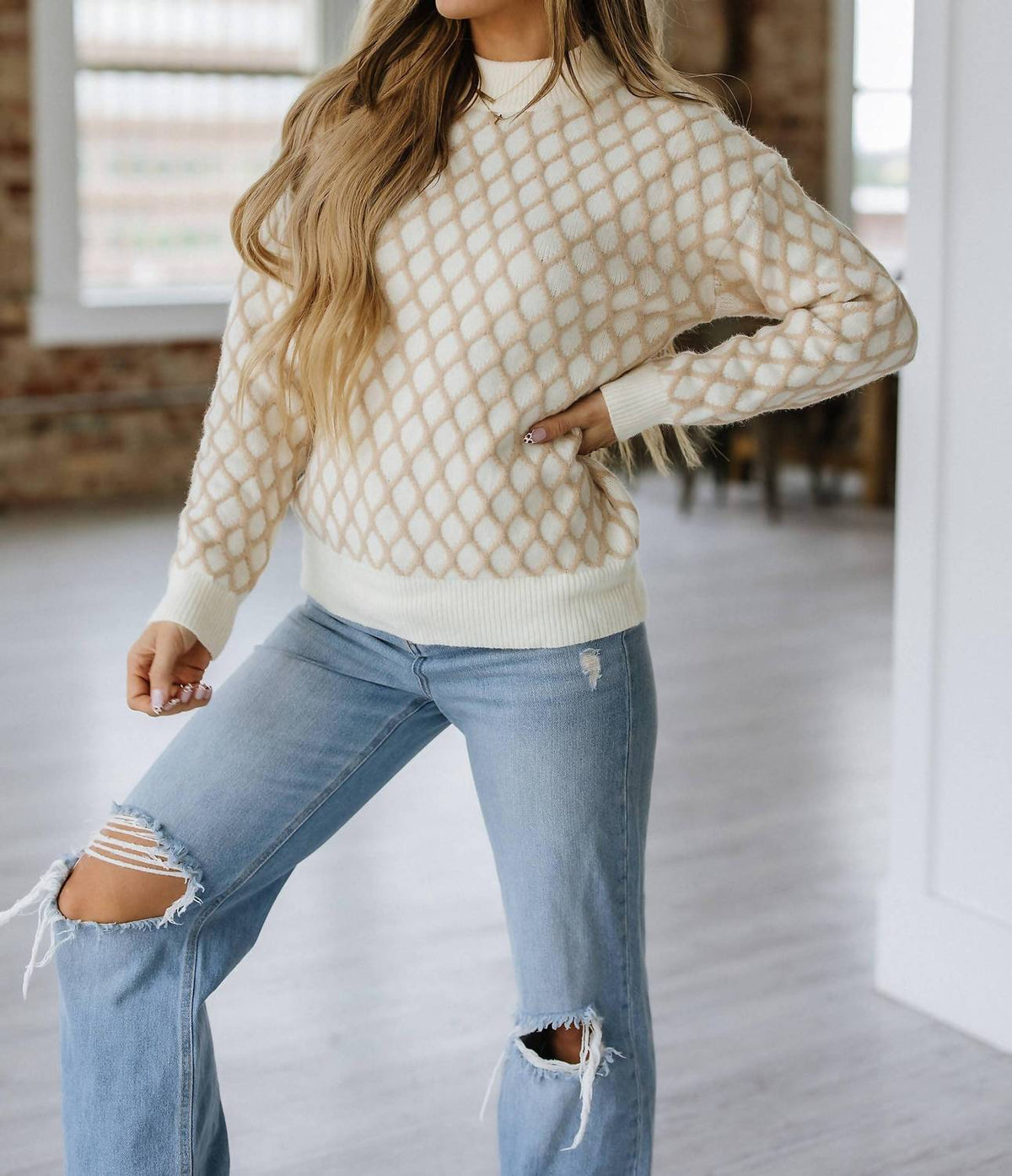 Liam & Company - Cami Textured Drop Sleeve Sweater