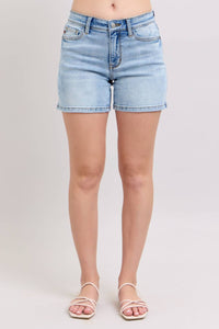 Judy Blue Mid Rise Dad Shorts in vintage wash - women's shorts