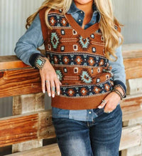 Lucky & Blessed - Southwestern Knit Sweater Vest