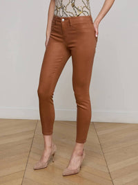 L'Agence Margot High-rise Skinny Jeans in cognac - women's jeans - detail view
