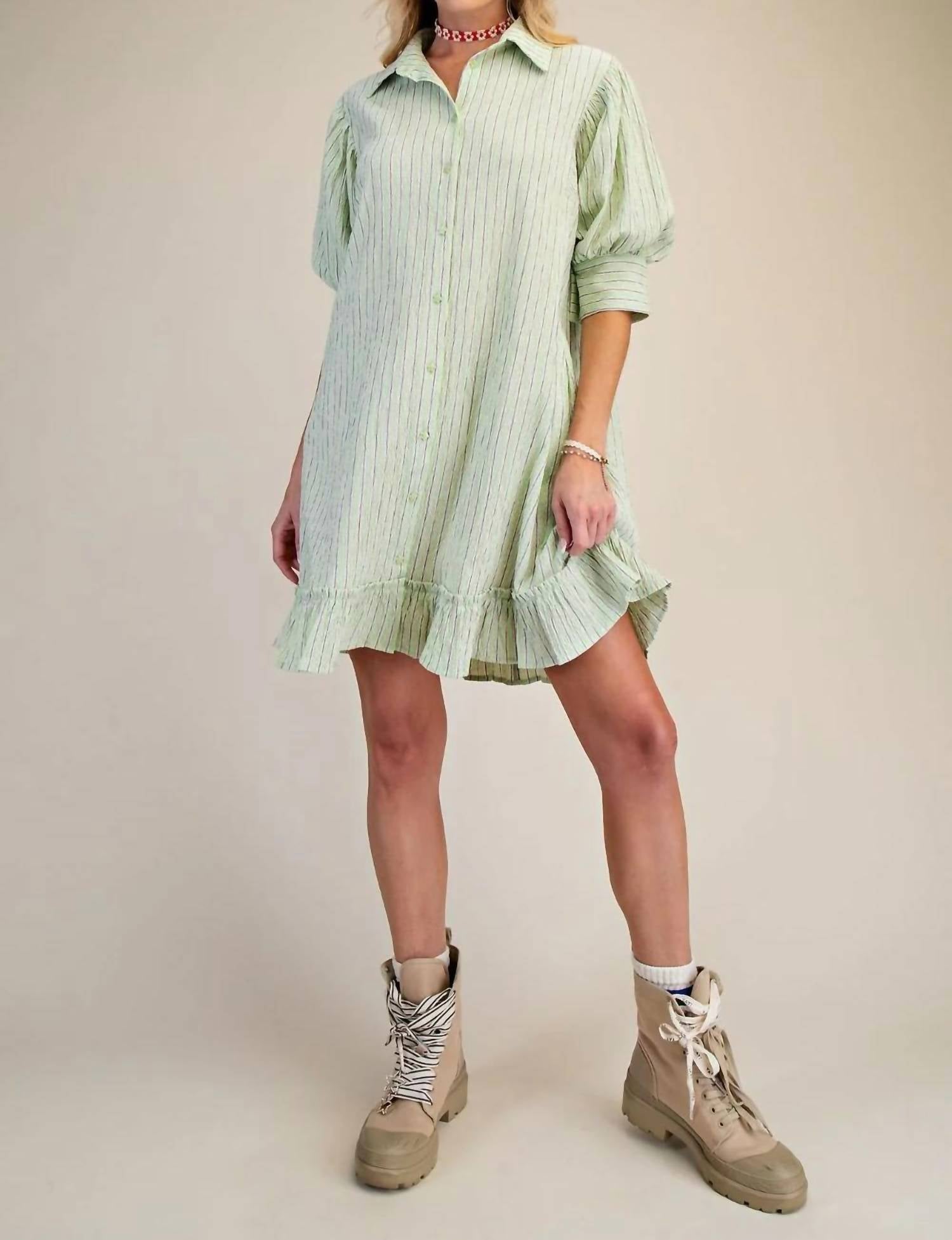 Easel - Collared Stripe Dress