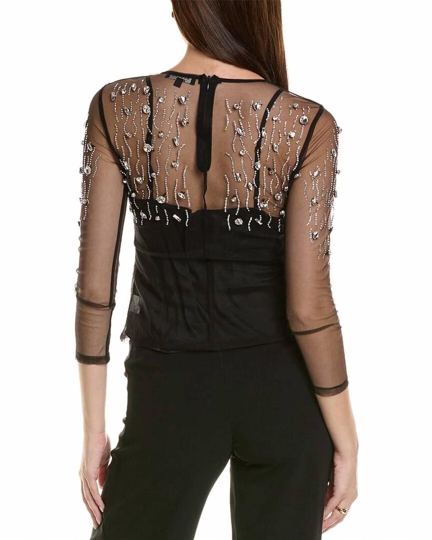 Beulahstyle - Sheer Rhinestones Top