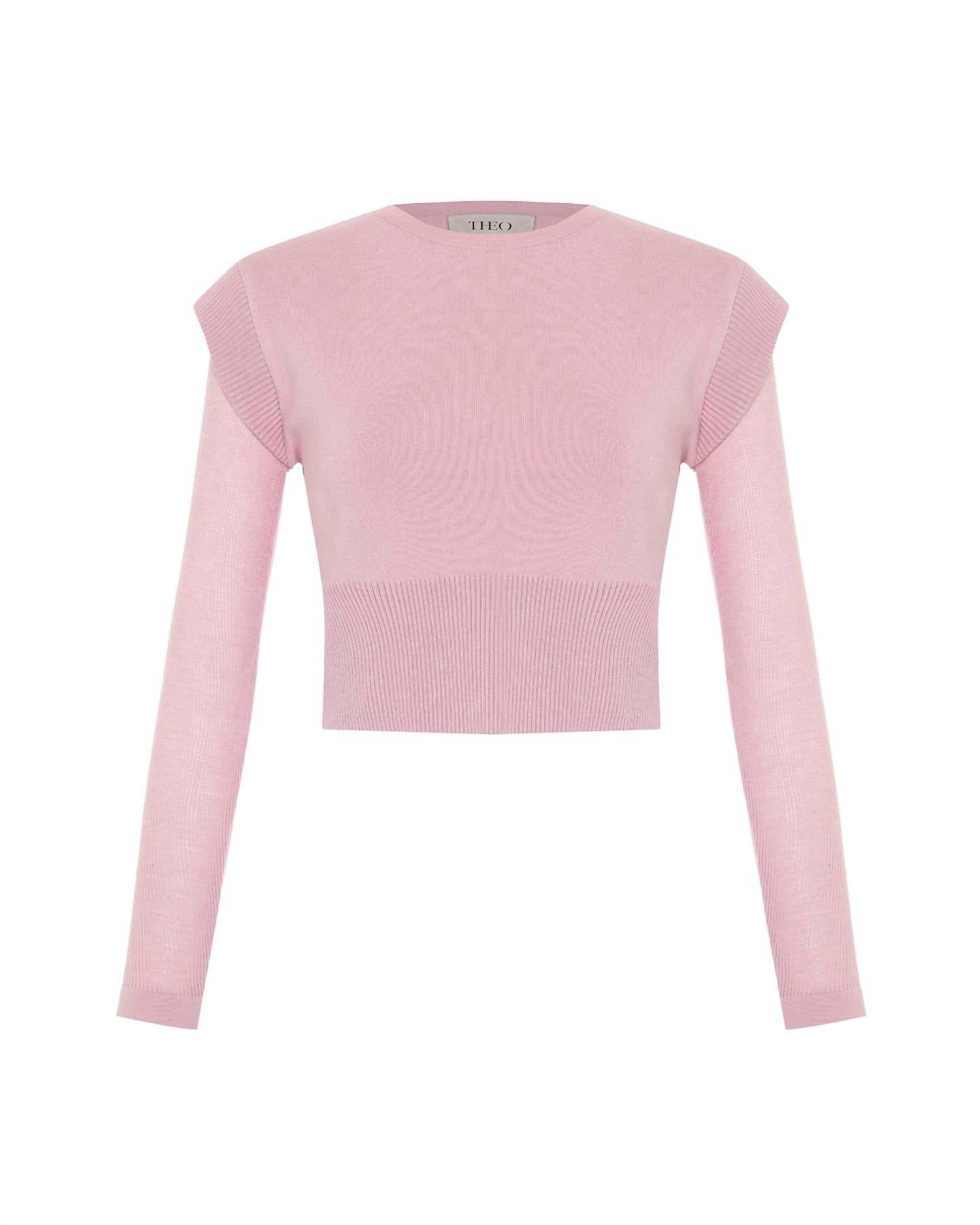 Theo The Label - Women's Nomia Sheer Sleeve Crew Neck Sweater