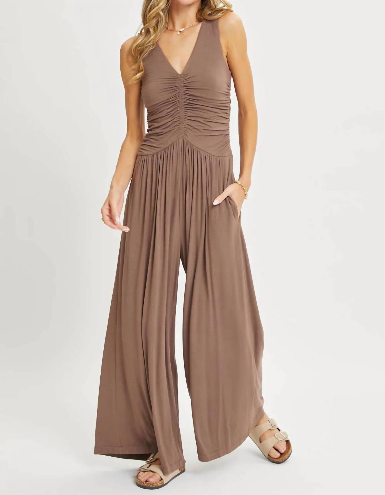 Sweet Lovely By Jen - Jersey Knit Sleeveless One-piece Jumpsuit