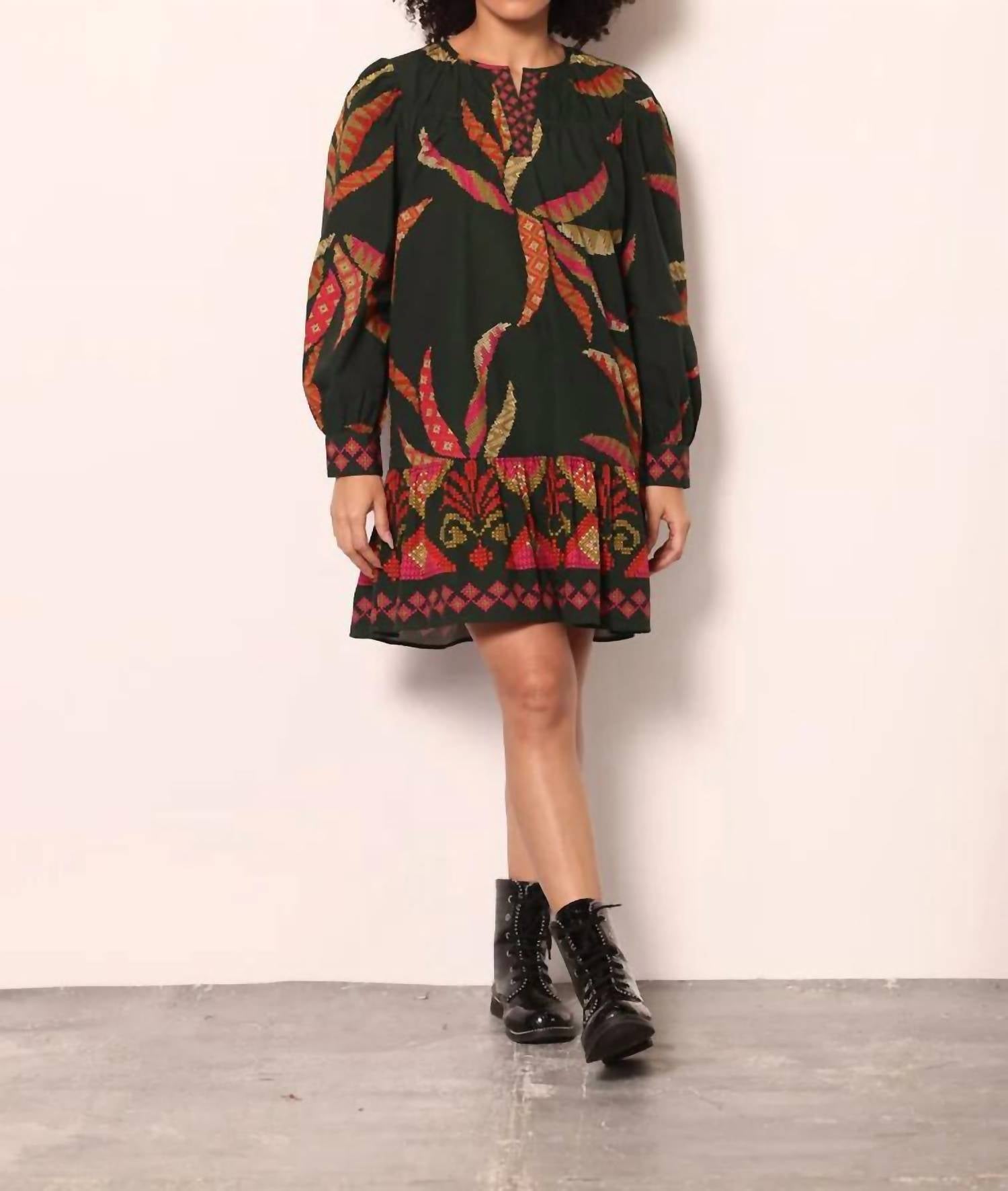 Maude Freya Stitch Dress in ollie forest - women's dress