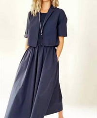 Elliott Lauren - Rib Knit Woven Double Up Combo Dress
