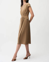Joseph Ribkoff - Ruched Wrap Front Midi A-line Dress