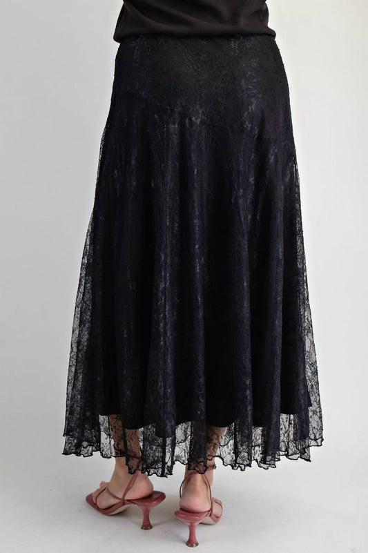 Easel - All Over Lace Skater Maxi Skirt
