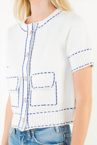Thml - Short Sleeve Knit Button Up Top