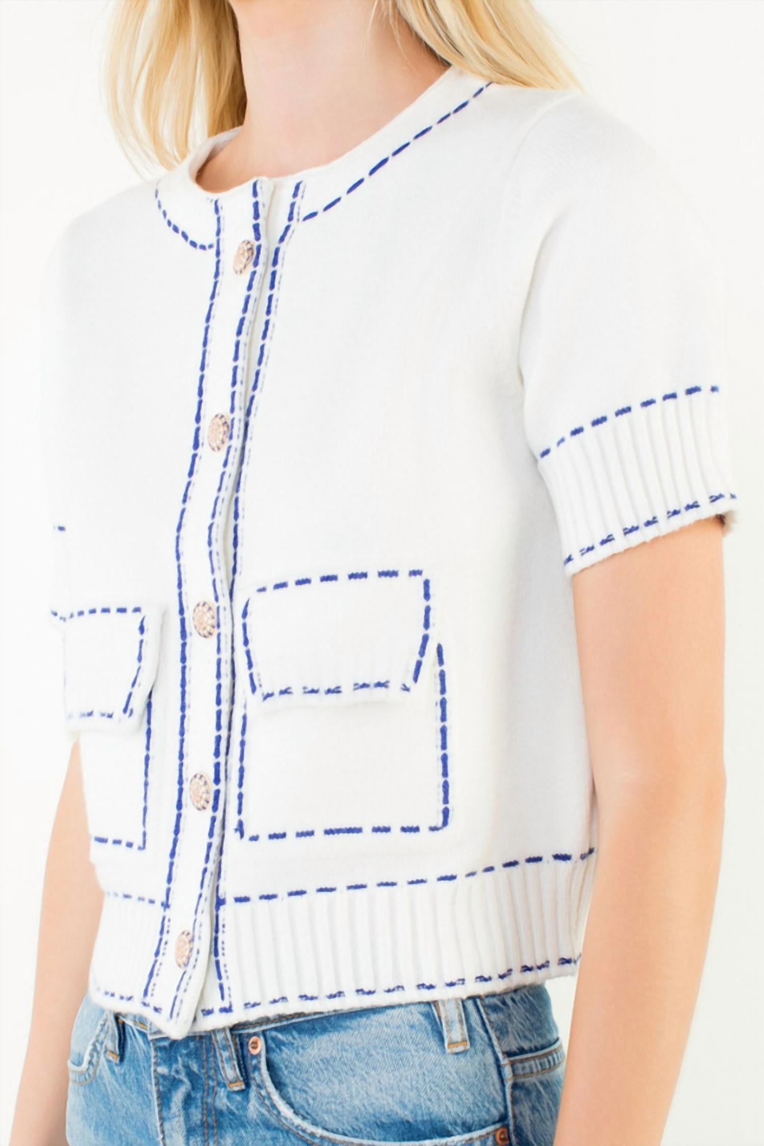 Thml - Short Sleeve Knit Button Up Top