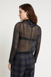 Ottod'ame Sheer Plaid Viscose Blouse in be unique - women's blouse - alternate view