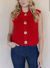 Velvet Heart - Chunky Knit Sweater With Accent