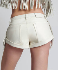 One Teaspoon - Chaos Walking Fringed Leather Bandit Shorts
