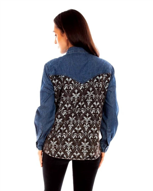 Scully - Denim Blouse With Jacquard Back
