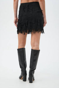 Trina Turk Rico Fringe Mini Skirt in black - women's skirt - alternate view